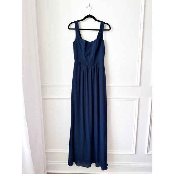 NEW Show Me Your Mumu Nina Chiffon Maxi Dress in Rich Navy Crisp sz M - Picture 6 of 9